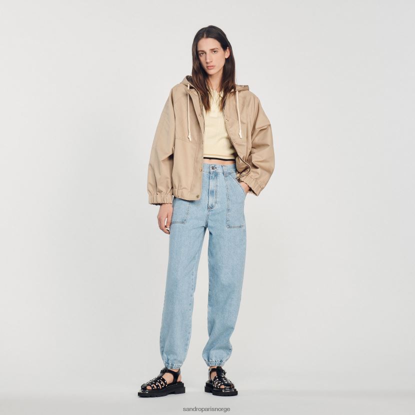 kvinner Sandro Paris beige parkas med hette klær 6FN4LH406