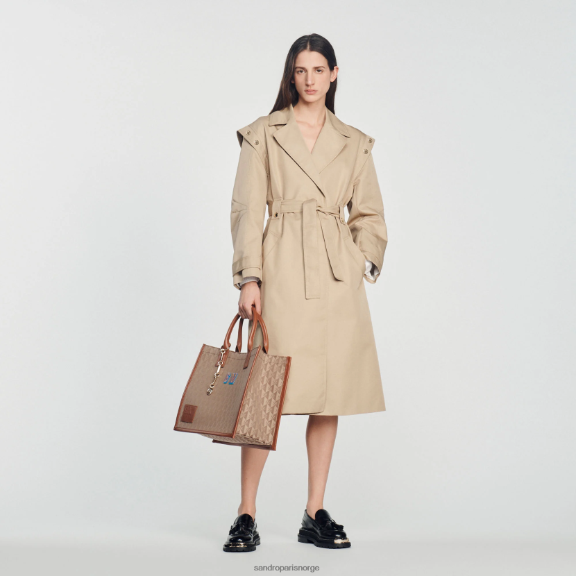 kvinner Sandro Paris beige trenchcoat med bred krage klær 6FN4LH396
