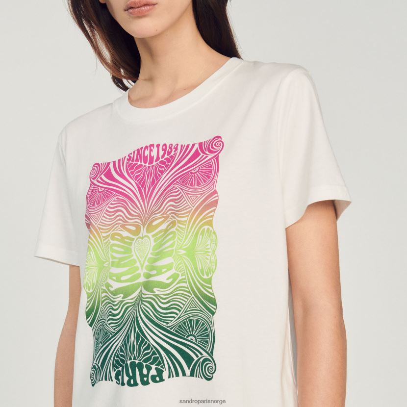 kvinner Sandro Paris ecru flokket t-skjorte klær 6FN4LH312