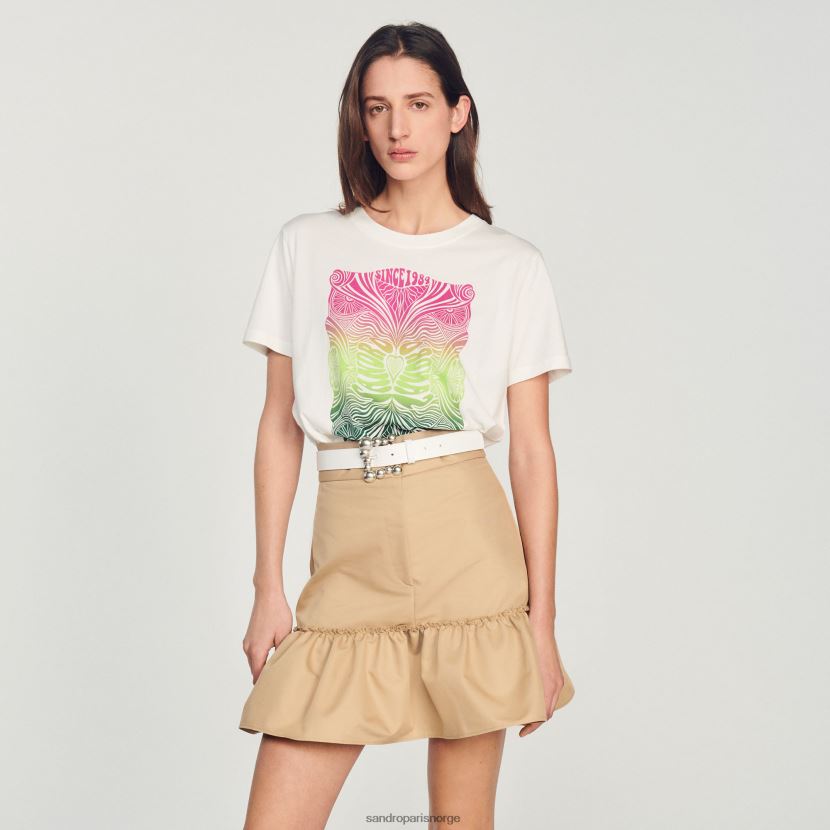 kvinner Sandro Paris ecru flokket t-skjorte klær 6FN4LH312