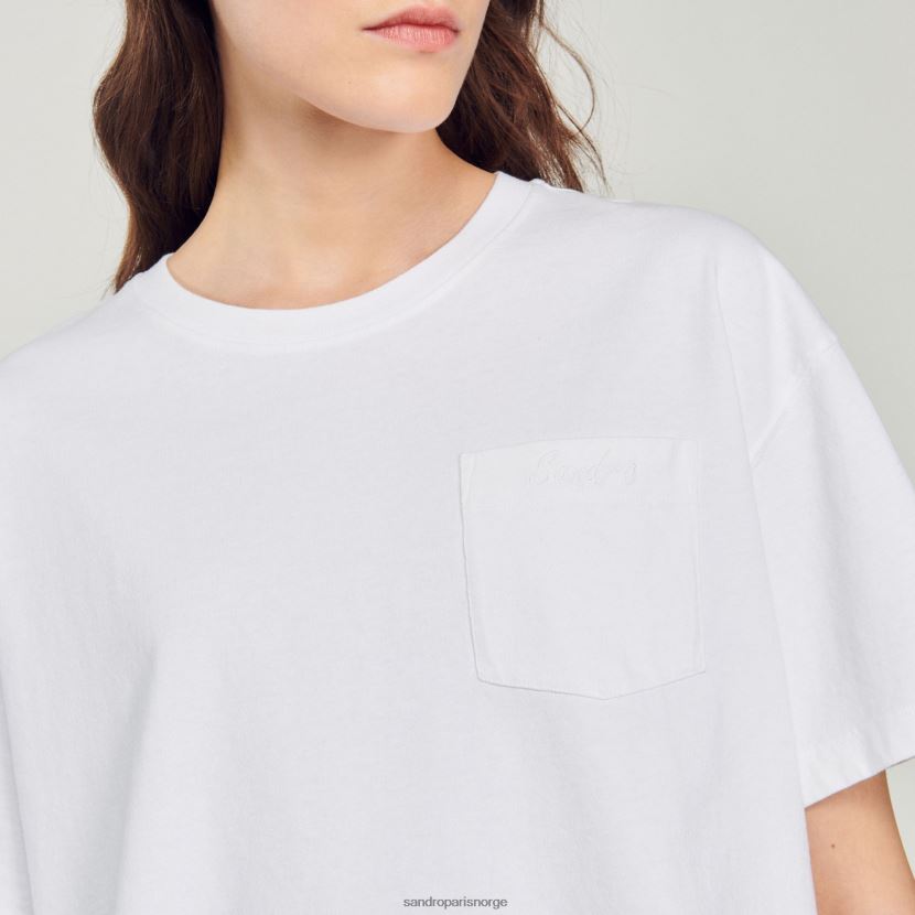 kvinner Sandro Paris hvit beskåret løs t-skjorte klær 6FN4LH423