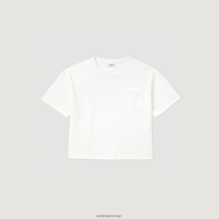 kvinner Sandro Paris hvit beskåret løs t-skjorte klær 6FN4LH423