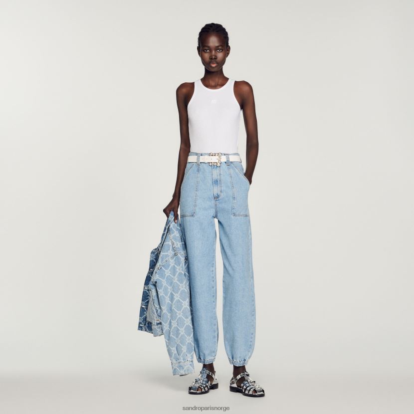 kvinner Sandro Paris hvit double s logo tank topp klær 6FN4LH222