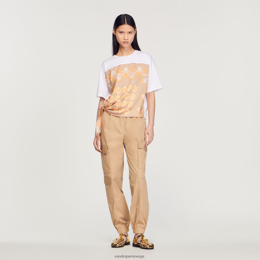 kvinner Sandro Paris hvit skjerf t-skjorte klær 6FN4LH196