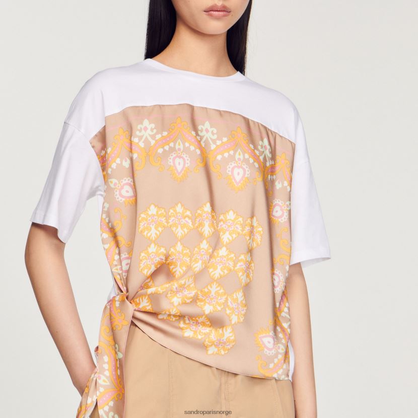 kvinner Sandro Paris hvit skjerf t-skjorte klær 6FN4LH196