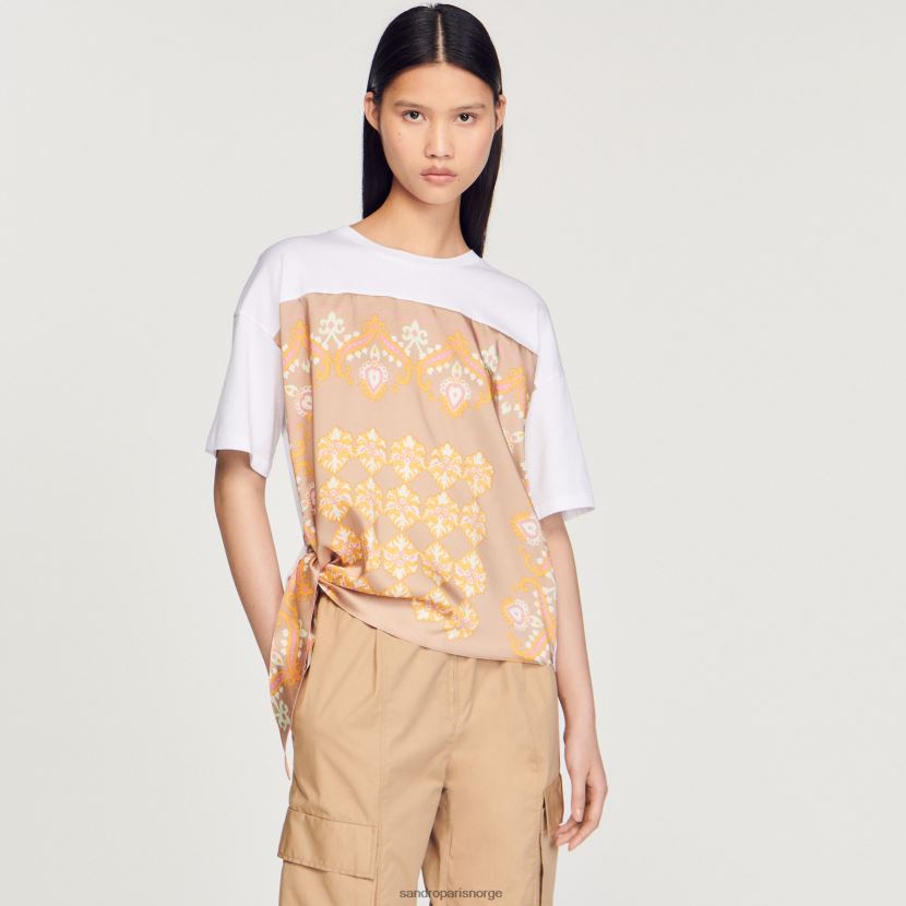 kvinner Sandro Paris hvit skjerf t-skjorte klær 6FN4LH196