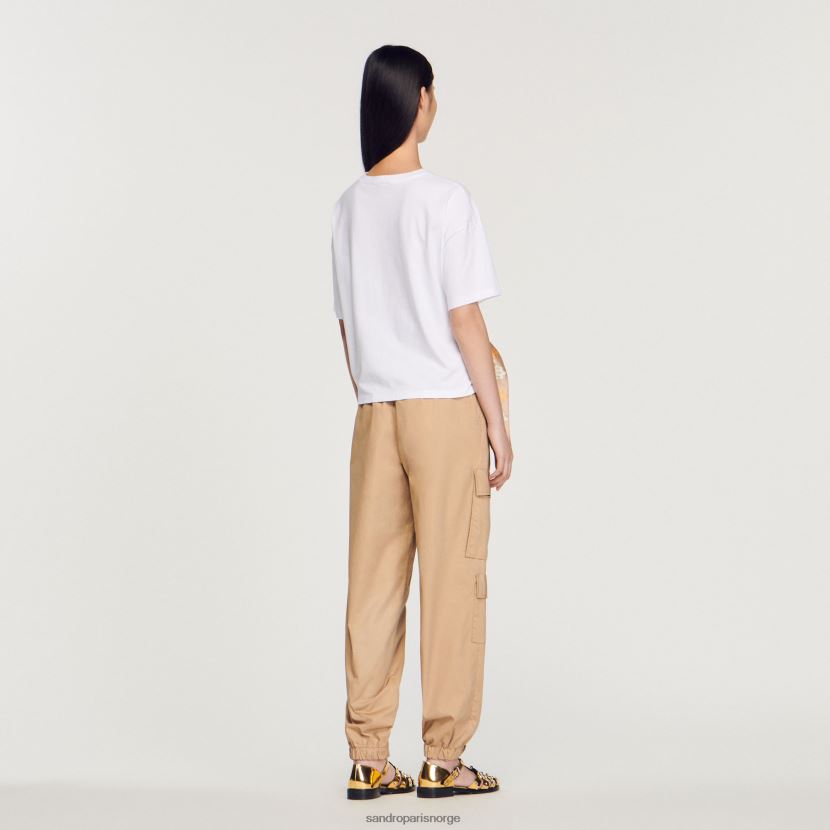 kvinner Sandro Paris hvit skjerf t-skjorte klær 6FN4LH196