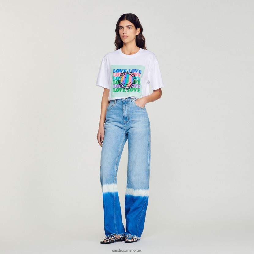 kvinner Sandro Paris hvit smiley t-skjorte klær 6FN4LH209