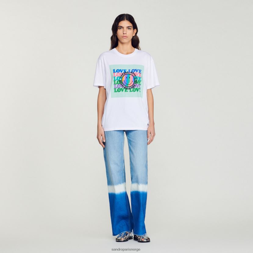 kvinner Sandro Paris hvit smiley t-skjorte klær 6FN4LH209