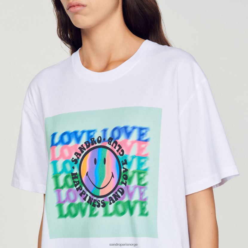 kvinner Sandro Paris hvit smiley t-skjorte klær 6FN4LH209
