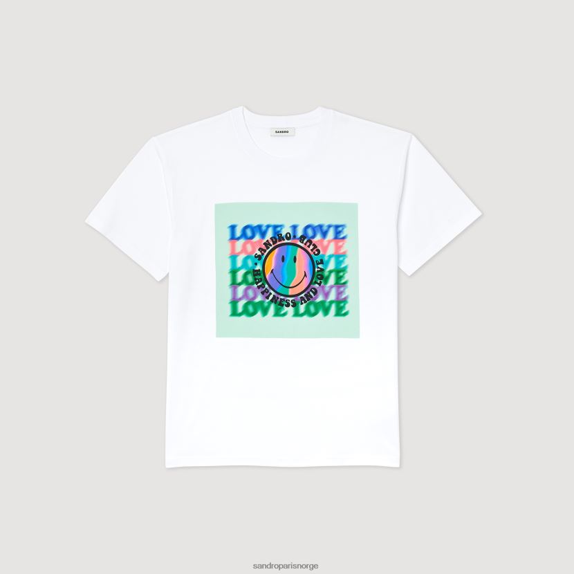 kvinner Sandro Paris hvit smiley t-skjorte klær 6FN4LH209