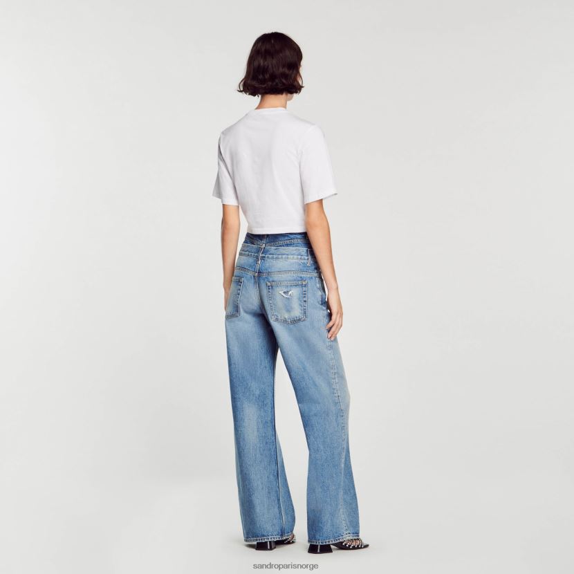 kvinner Sandro Paris hvit t-skjorte med rhinestone bustier design klær 6FN4LH39