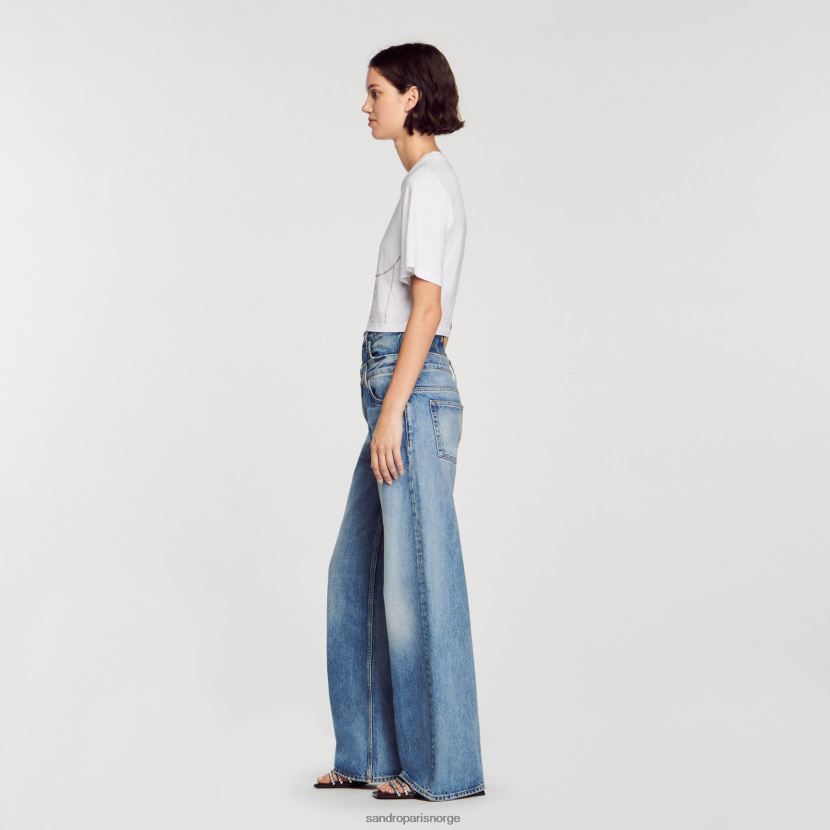 kvinner Sandro Paris hvit t-skjorte med rhinestone bustier design klær 6FN4LH39