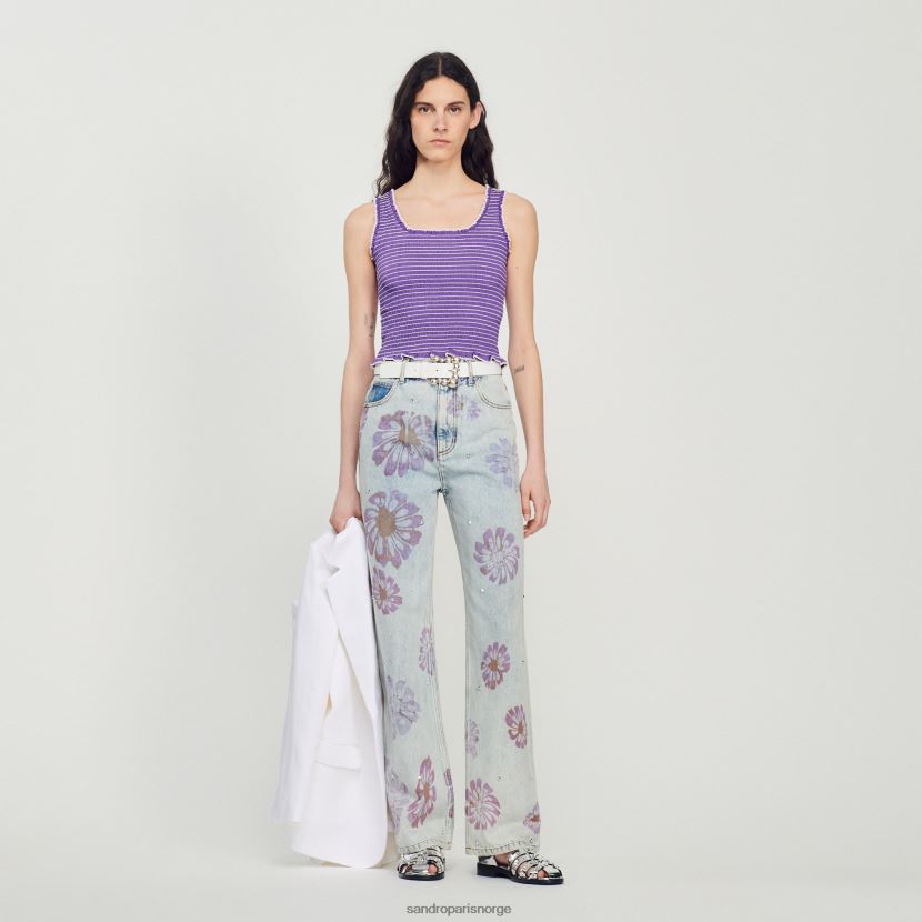 kvinner Sandro Paris lilla smocked cropped tank topp klær 6FN4LH187