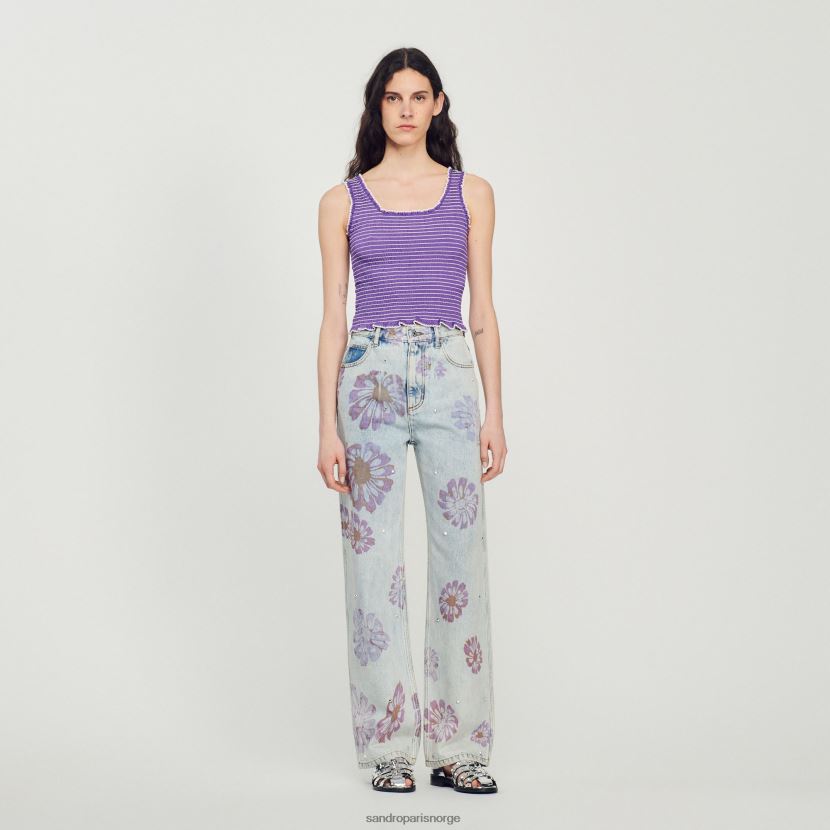 kvinner Sandro Paris lilla smocked cropped tank topp klær 6FN4LH187