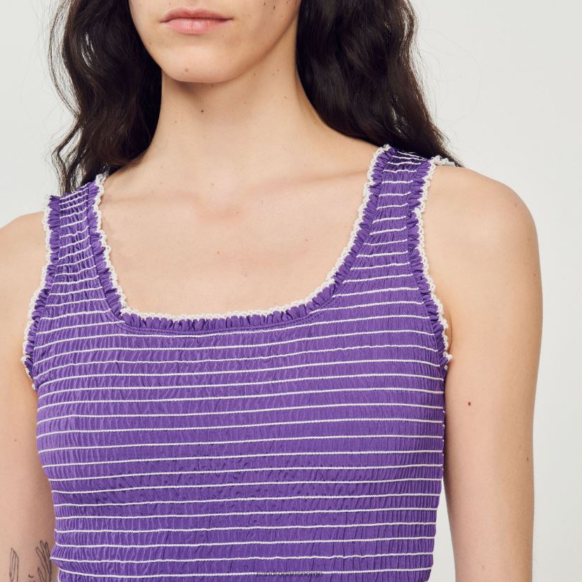 kvinner Sandro Paris lilla smocked cropped tank topp klær 6FN4LH187