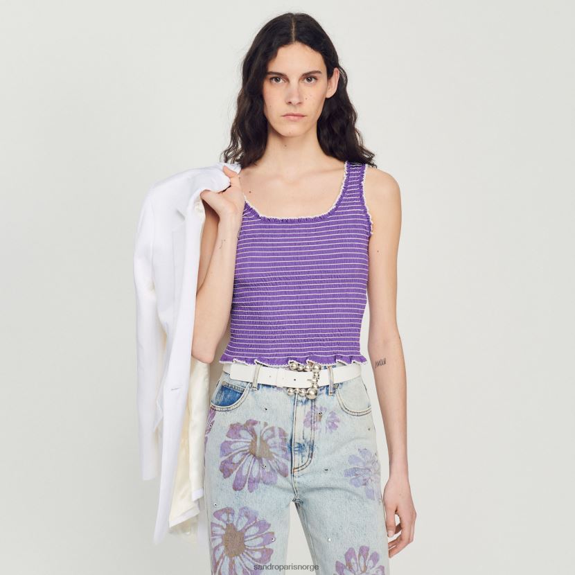 kvinner Sandro Paris lilla smocked cropped tank topp klær 6FN4LH187