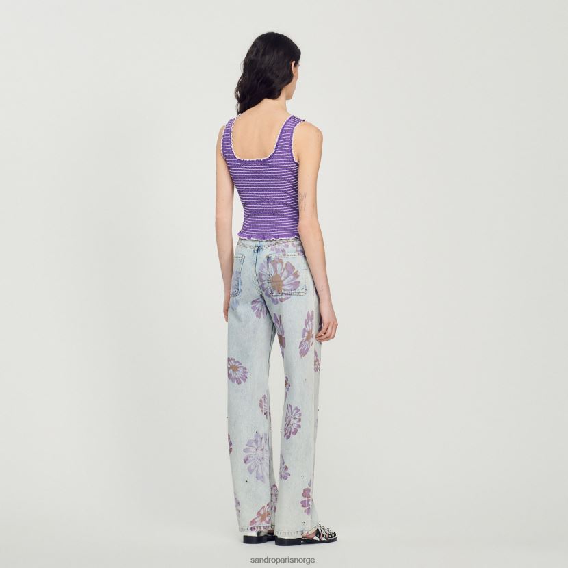 kvinner Sandro Paris lilla smocked cropped tank topp klær 6FN4LH187