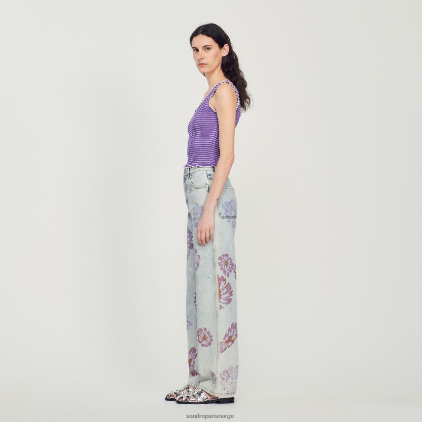 kvinner Sandro Paris lilla smocked cropped tank topp klær 6FN4LH187