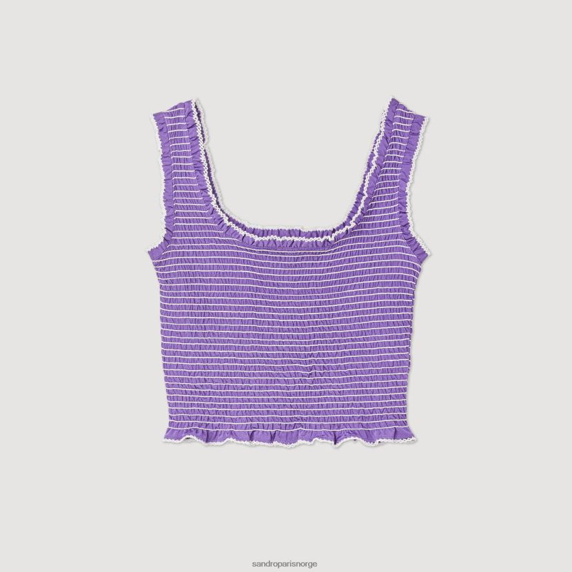 kvinner Sandro Paris lilla smocked cropped tank topp klær 6FN4LH187