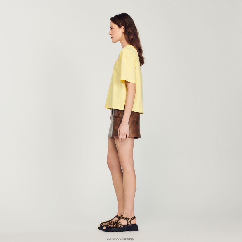 kvinner Sandro Paris én farge beskåret løs t-skjorte klær 6FN4LH297