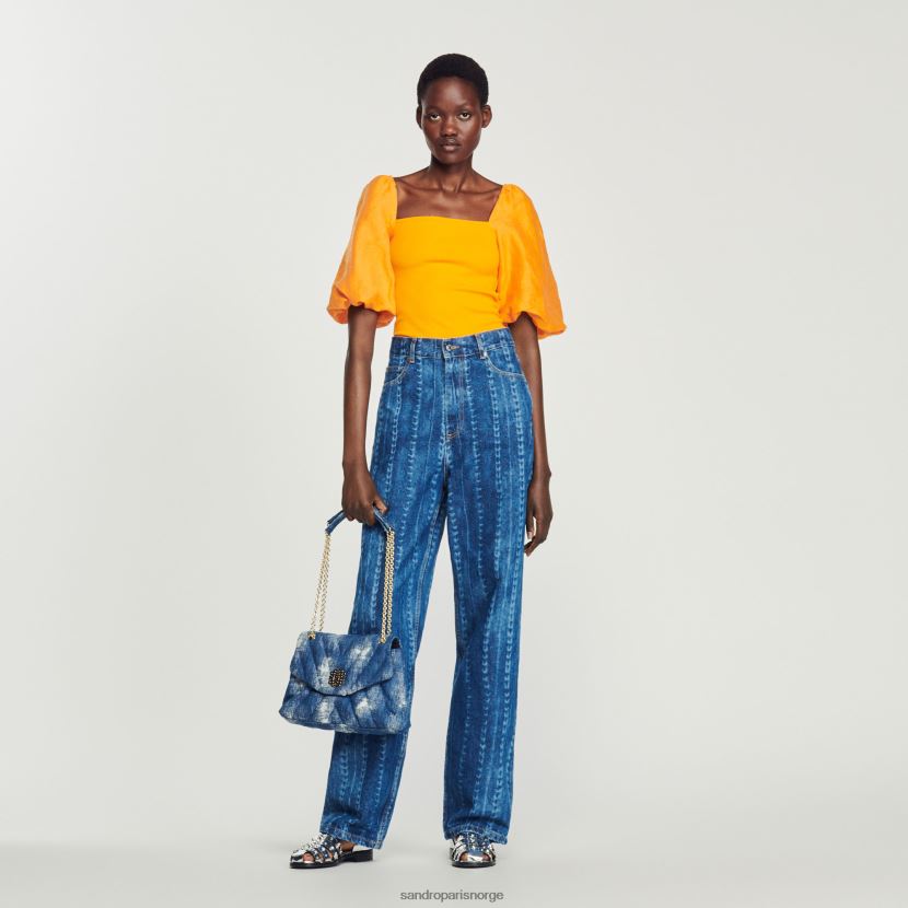 kvinner Sandro Paris oransje dobbel stoff topp klær 6FN4LH218