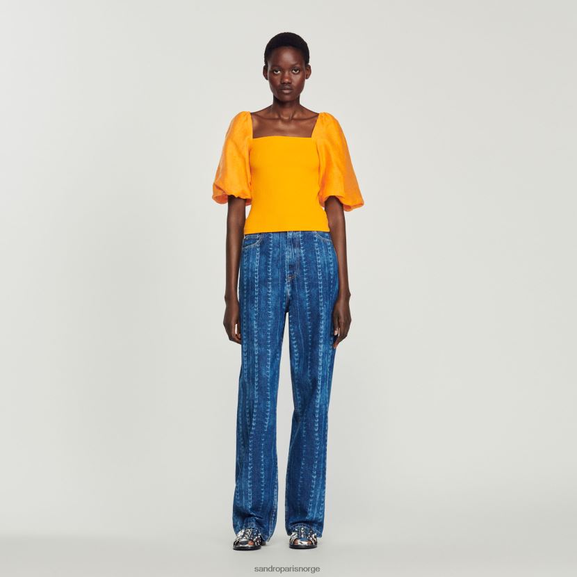 kvinner Sandro Paris oransje dobbel stoff topp klær 6FN4LH218