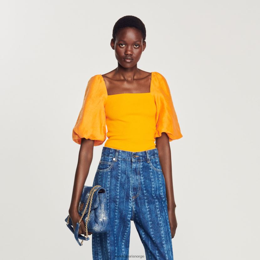 kvinner Sandro Paris oransje dobbel stoff topp klær 6FN4LH218