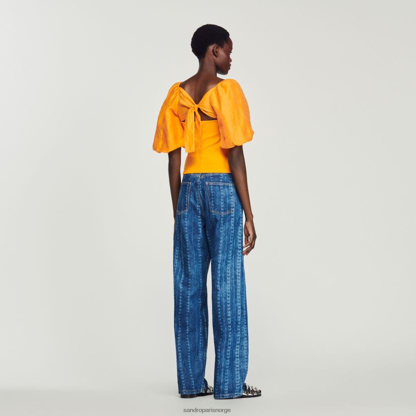 kvinner Sandro Paris oransje dobbel stoff topp klær 6FN4LH218