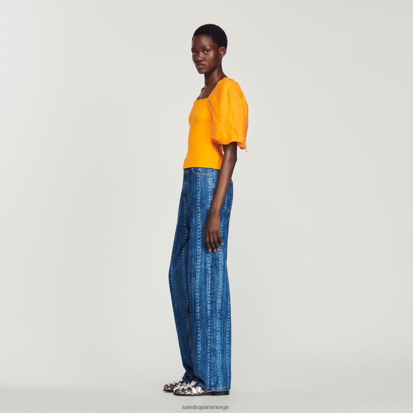 kvinner Sandro Paris oransje dobbel stoff topp klær 6FN4LH218