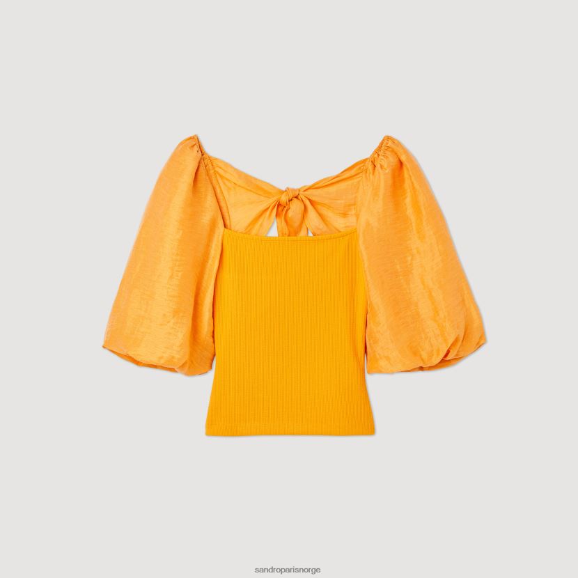 kvinner Sandro Paris oransje dobbel stoff topp klær 6FN4LH218