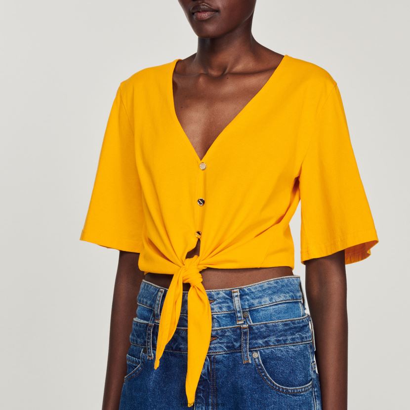 kvinner Sandro Paris oransje juvel kort t-skjorte klær 6FN4LH202