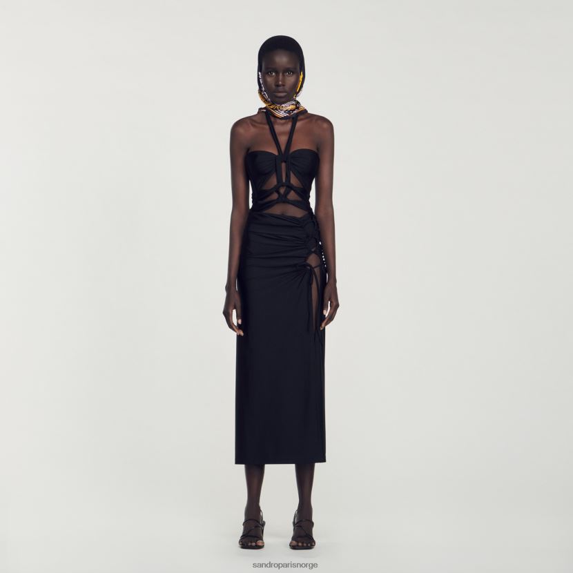 kvinner Sandro Paris svart gjennombrudd badedrakt i ett stykke med knyting klær 6FN4LH298