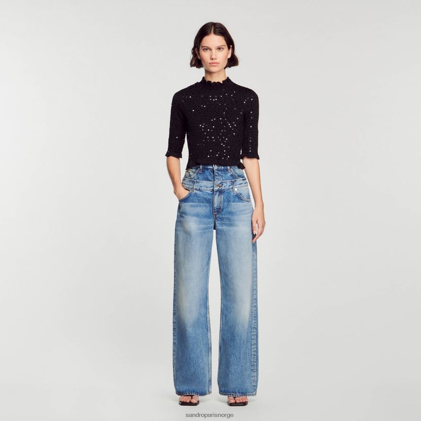 kvinner Sandro Paris svart paljett topp klær 6FN4LH27