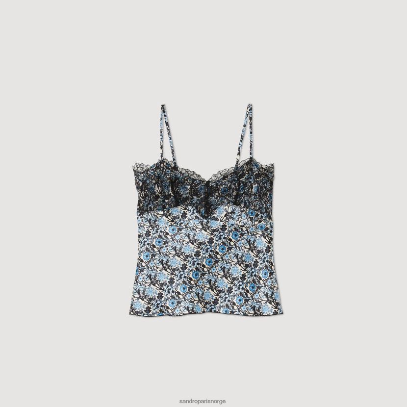 kvinner Sandro Paris blå/beige camisole med trykk klær 6FN4LH26