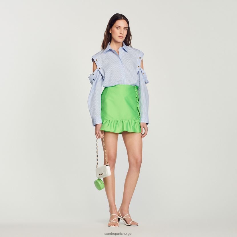 kvinner Sandro Paris blå/hvit skjorte med avtakbare ermer klær 6FN4LH189