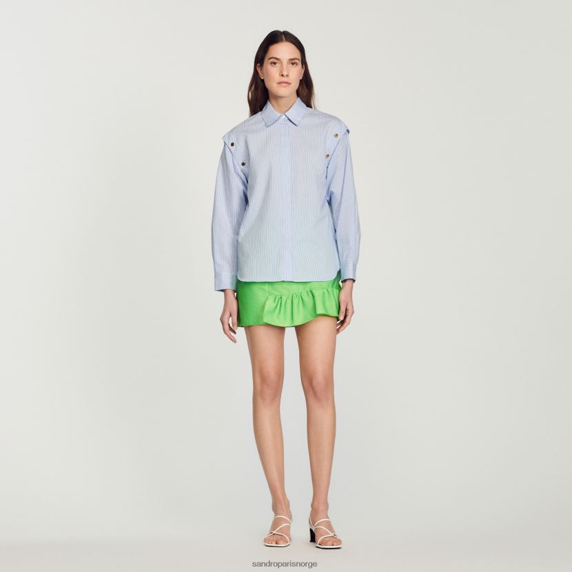 kvinner Sandro Paris blå/hvit skjorte med avtakbare ermer klær 6FN4LH189