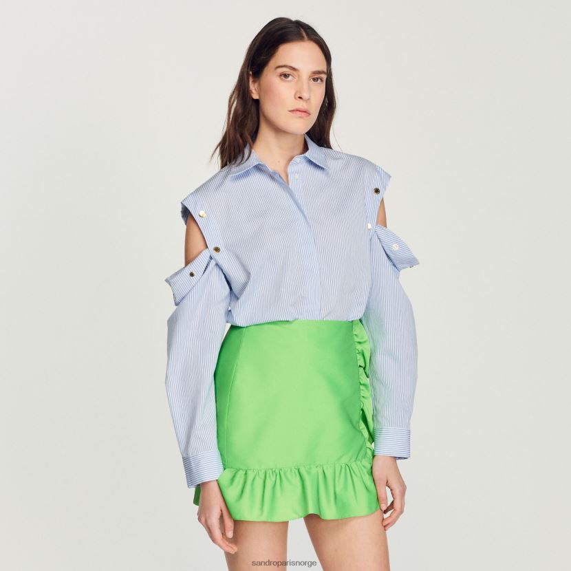 kvinner Sandro Paris blå/hvit skjorte med avtakbare ermer klær 6FN4LH189