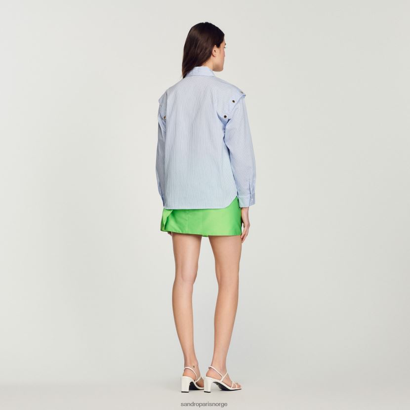 kvinner Sandro Paris blå/hvit skjorte med avtakbare ermer klær 6FN4LH189