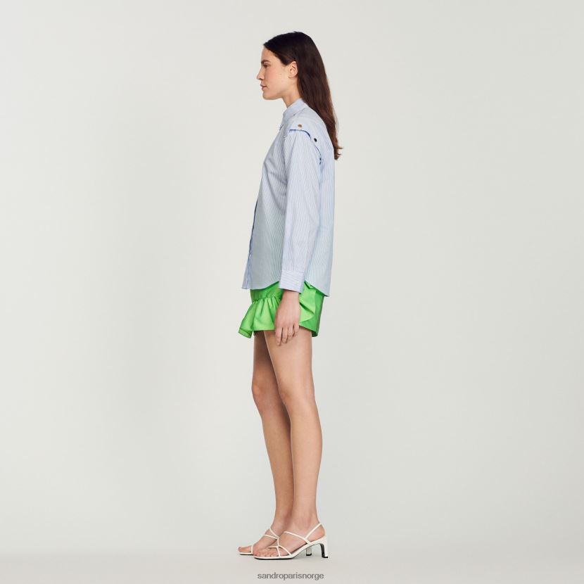 kvinner Sandro Paris blå/hvit skjorte med avtakbare ermer klær 6FN4LH189