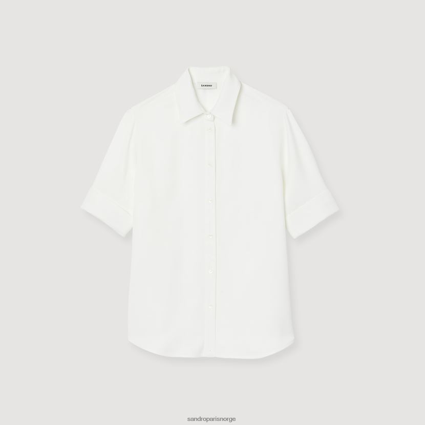 kvinner Sandro Paris ecru Kortermet skjorte klær 6FN4LH159