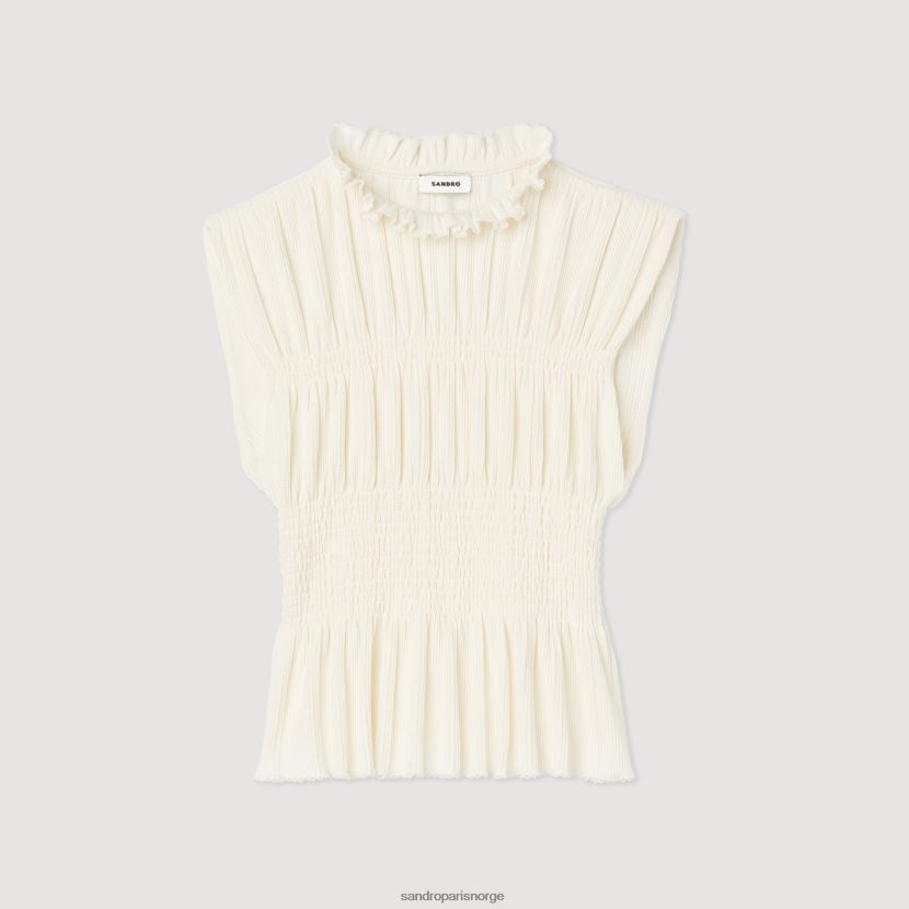 kvinner Sandro Paris ecru smocket topp klær 6FN4LH231