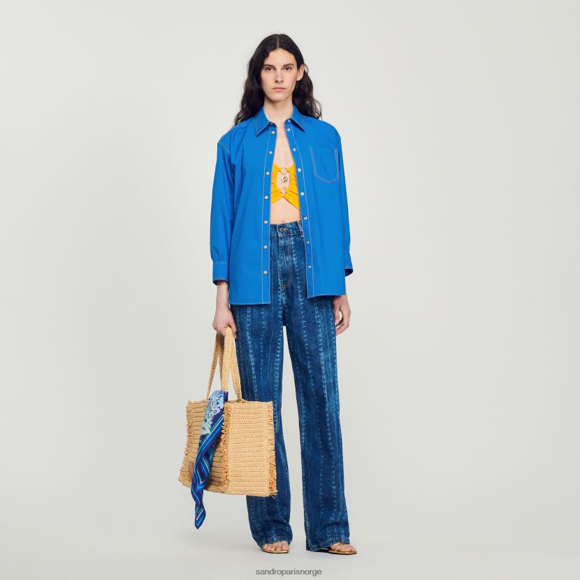 kvinner Sandro Paris elektrisk blå skjorte med sammensydde detaljer klær 6FN4LH265