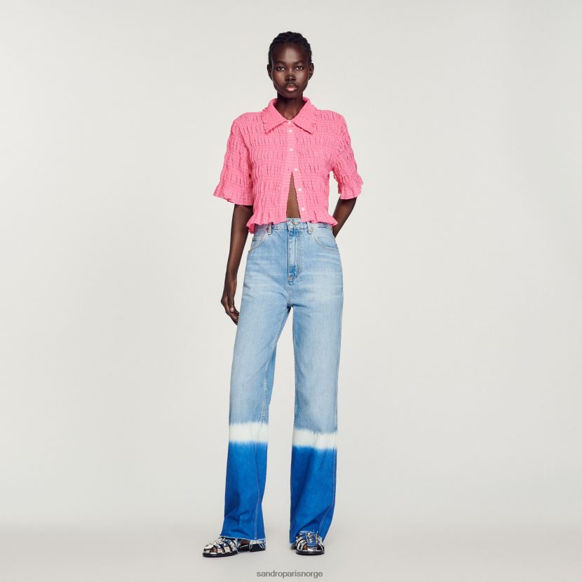 kvinner Sandro Paris godteri rosa cropped smock skjorte klær 6FN4LH152