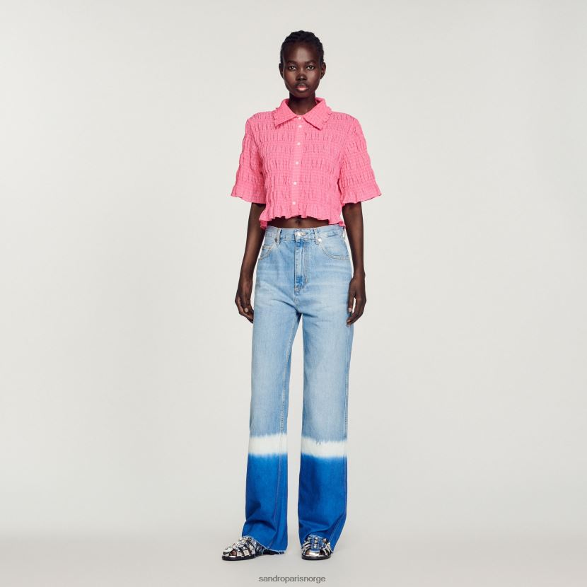 kvinner Sandro Paris godteri rosa cropped smock skjorte klær 6FN4LH152