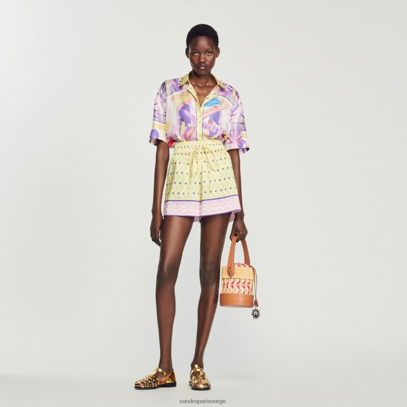 kvinner Sandro Paris gul/lilla skjorte med trykk klær 6FN4LH138