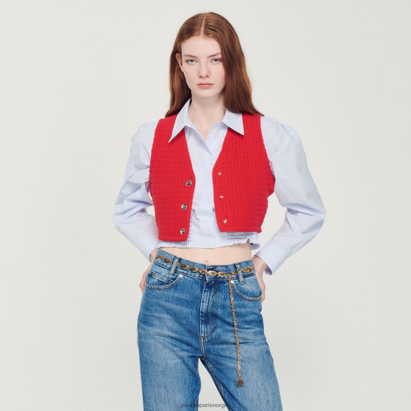 kvinner Sandro Paris himmelblå/hvit cropped stripet skjorte klær 6FN4LH288