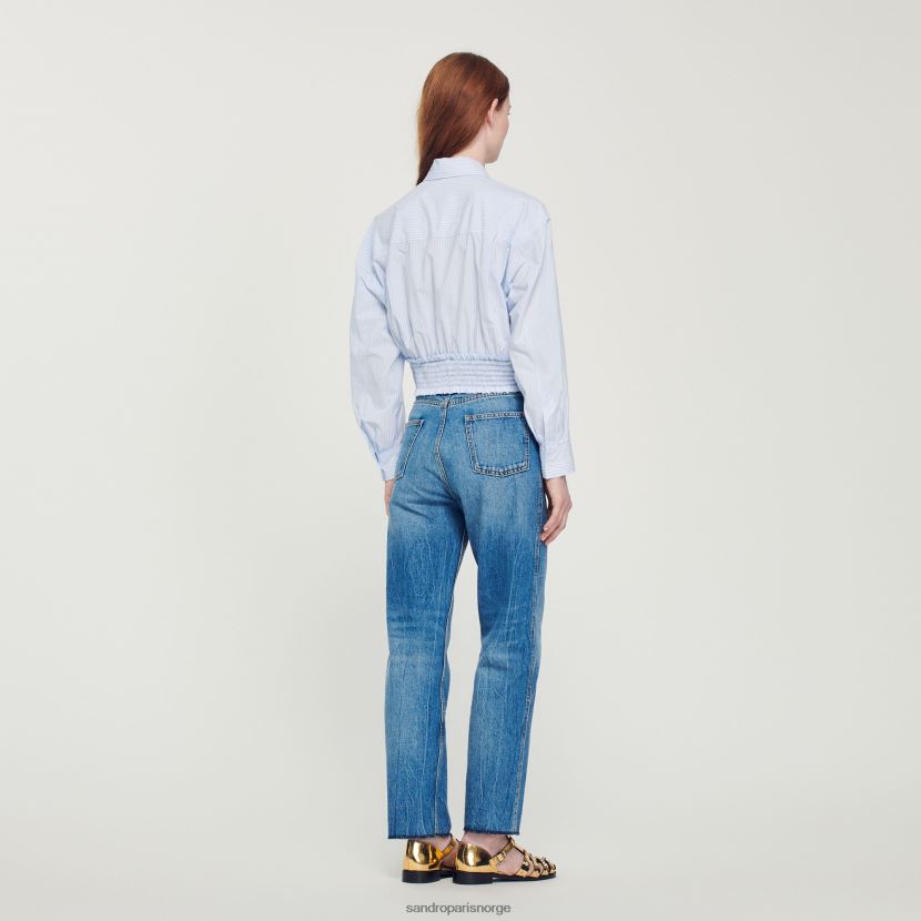 kvinner Sandro Paris himmelblå/hvit cropped stripet skjorte klær 6FN4LH288