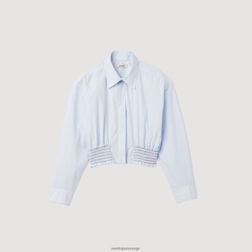 kvinner Sandro Paris himmelblå/hvit cropped stripet skjorte klær 6FN4LH288