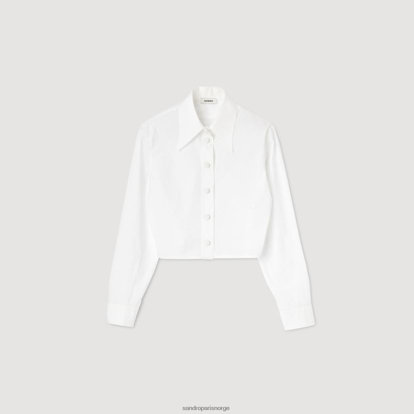 kvinner Sandro Paris hvit beskåret skjorte klær 6FN4LH29